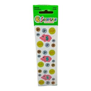 SandyLion Stickers Prismatic Piggy Bank Coins Money Saving Pink Pig New 1 Sheet